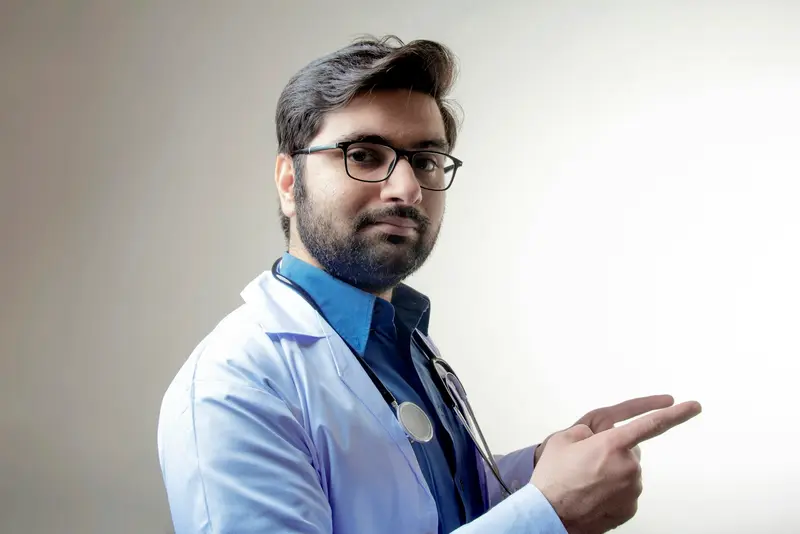 Portrait of a physician in a white coat