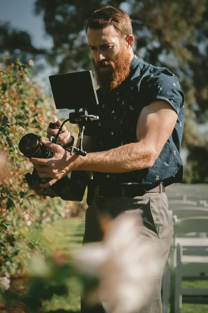 Videographer filming with a gimbal