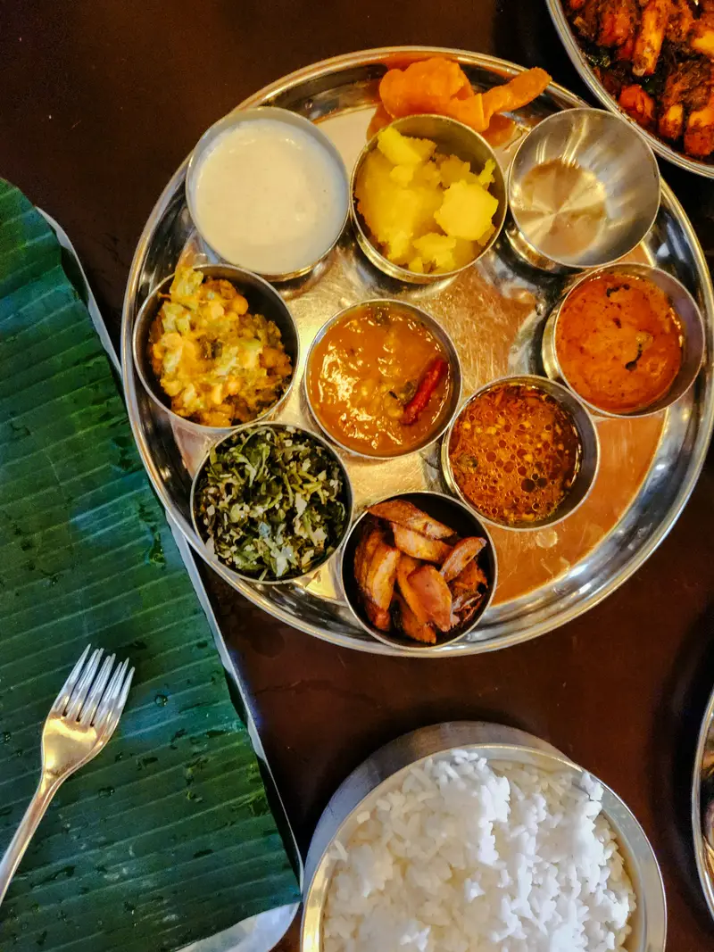 Veg meals on banana leaf